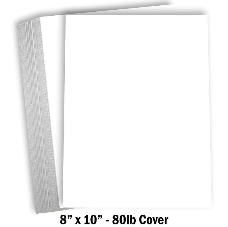 Hamilco White Cardstock - 8 x 10" Blank 80 lb Cover Card Stock - 50 Pack (Bright) - Image 2